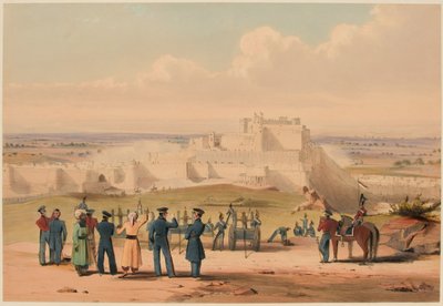 The Storming of Ghuznee [sic]. Commander in Chief & Staff, 23. juli 1839 (farve litho) af Lieutenant Thomas (after) Wingate