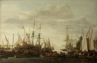 En kølhaling, ifølge den ikke-attesterede tradition, af skibslægen af admiral Jan van Nes af Lieve Pietersz. Verschuier