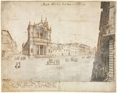 Atten udsigter over Rom: Santa Maria i Via Lata af Lievin Cruyl