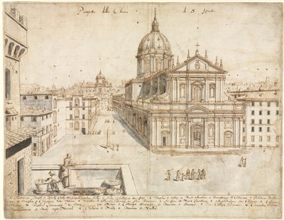 Atten udsigter over Rom: SantIgnazio-kirken, 1665. af Lievin Cruyl