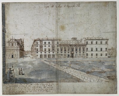 Atten udsigter over Rom: Collegio di Propaganda Fide (recto) af Lievin Cruyl