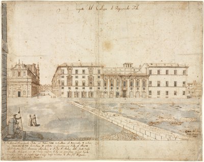 Atten udsigter over Rom: Collegio di Propaganda Fide recto, 1665. af Lievin Cruyl