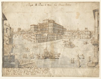 Atten udsigter over Rom: Piazza Barberini (recto) af Lievin Cruyl