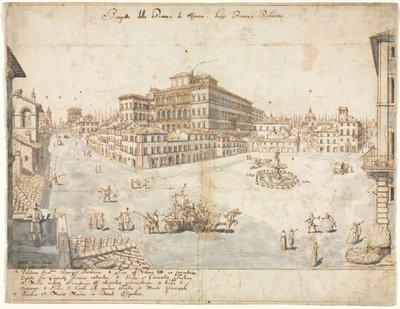 Atten udsigter over Rom: Piazza Barberini recto..., 1665. af Lievin Cruyl