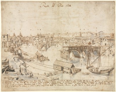 Atten udsigter over Rom: Ponte Rotto, 1665. af Lievin Cruyl