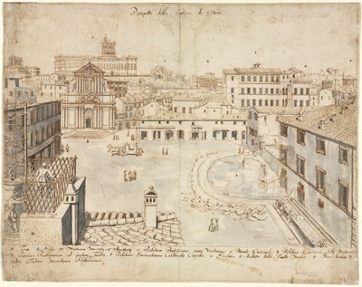Atten udsigter over Rom: Trevifontænen, 1665. af Lievin Cruyl