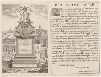 Frontispice fra Prospectus Lourum Urbis Romae Insign[ium], 1666. af Lievin Cruyl