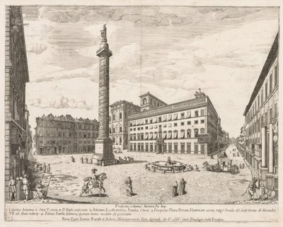 Piazza Colonna fra "View of the Landmarks of the City of Rome" af Lievin Cruyl