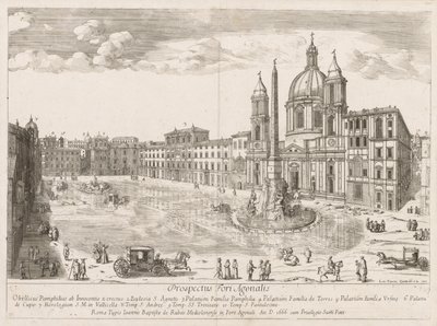 Piazza Navona fra prospektet i Lourum i Rom, 1666. af Lievin Cruyl
