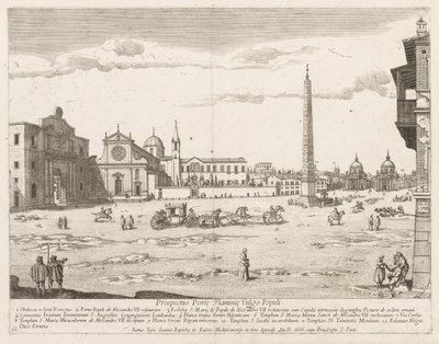 Piazza del Popolo fra "Udsigt over vartegnene i byen Rom" af Lievin Cruyl