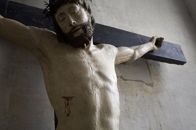Kristus på korset, detalje (malet træ) af Ligier Richier