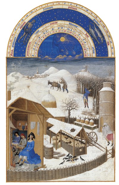 februar The Very Rich Hours of the Duke of Berry, 1412-1416. af Limbourg Brothers