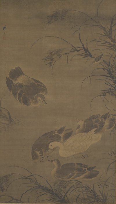 Svømmende gæs, Ming-dynastiet, 1400-tallet. af Lin Liang