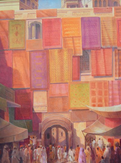 Bymur med tæpper, Jaisalmer af Lincoln Seligman