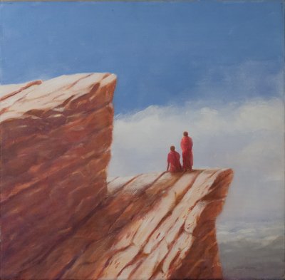 Mountain Walk, Bhutan, 2010 (gouache på lærred) af Lincoln Seligman