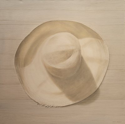 Rejsehat på støvet bord, 2010 (akryl på lærred) af Lincoln Seligman