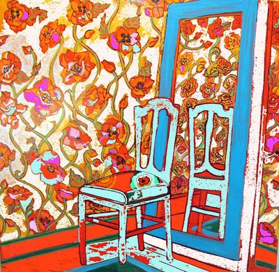 Stol og spejl, 2014 (blandede medier) af linda arthurs