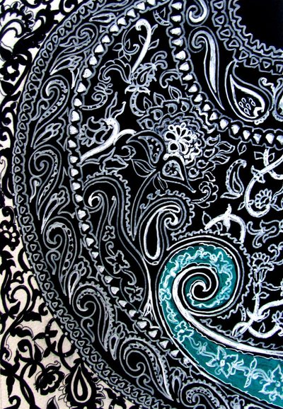 Paisley study, 2016 (blæk på akvarelpapir) af linda arthurs