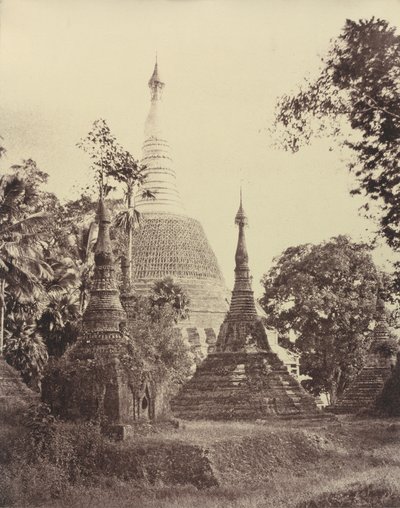 Rangoon: Nærbillede af Shwe Dagon-pagoden, november 1855 (foto) af Linnaeus Tripe