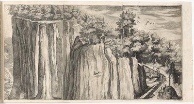 Udsigt over La Verna-bjerget fra Casentino-vejen (Vue de la montagne della Vernia...) [plade A] af Lino Moroni