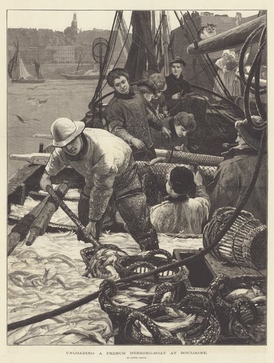 Losning af en fransk sildebåd i Boulogne af Lionel Percy Smythe