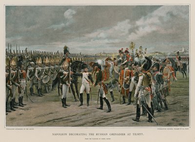Napoleon dekorerer den russiske grenader i Tilsitt af Lionel Royer