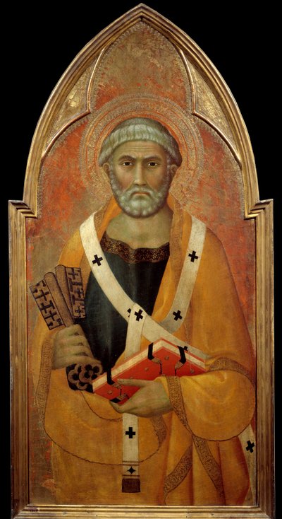 Repræsentation af Sankt Peter (San Pietro) Detrempe på træ af Lippo Memmi (kendt fra 1317-1347) 1300-tallet søn. 0,94x0,44 m - Repræsentation af Sankt Peter (San Pietro). Tempera på træ af Lippo Memmi (kendt fra 1317 til 1347) af Lippo Memmi