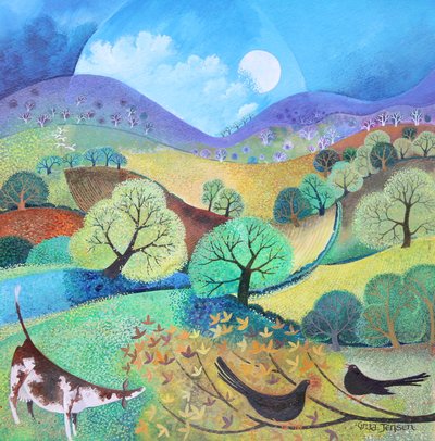 English Meadow 2019 (akryl på papir) af Lisa Graa Jensen