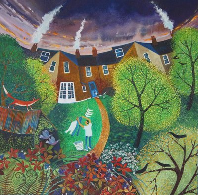 Mr. Foxs Garden, 2016, (akrylblæk på papir) af Lisa Graa Jensen
