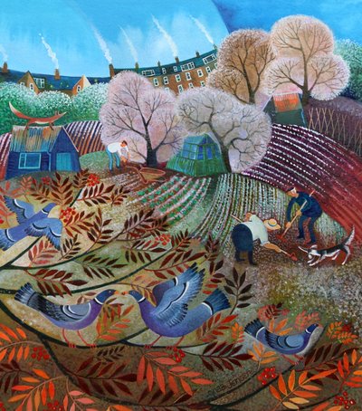 Preparing the Soil, 2022 (akryl på papir) af Lisa Graa Jensen
