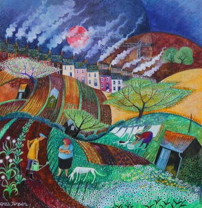 Smokey Chimneys, 2018 (pastellfarver på papir) af Lisa Graa Jensen