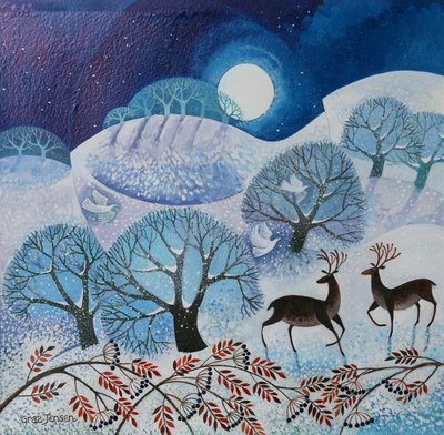 Snowy Land, 2017, (akrylblæk på papir) af Lisa Graa Jensen