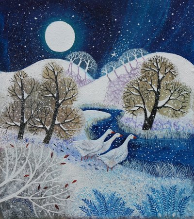 Snowy Silence, 2021, (akryl på lærred) af Lisa Graa Jensen