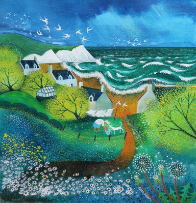 Stormy Washday, 2021 (akryl på linned) af Lisa Graa Jensen