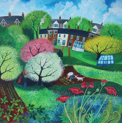 Suburbia, 2018 (akryl på papir) af Lisa Graa Jensen