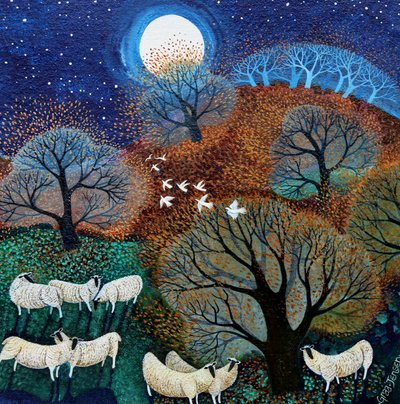 Windy Sheep, 2022 (akryl på linned) af Lisa Graa Jensen
