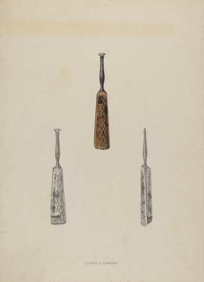 Læderstyremærke, ca. 1937. af Lloyd Charles Lemcke
