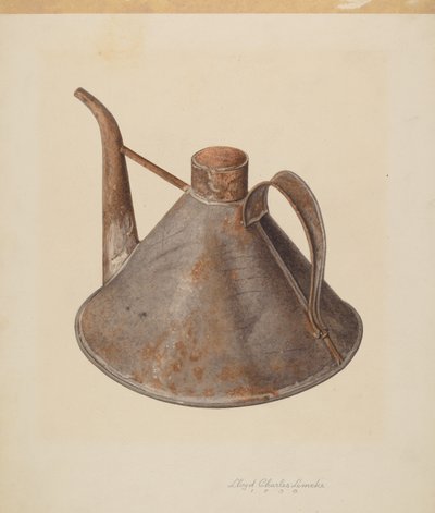 Udsprøjtet oliedåse, ca. 1938. af Lloyd Charles Lemcke