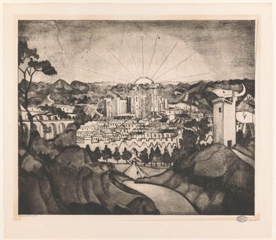 Avignon (original titel) af Lodewijk Schelfhout (signed by artist)