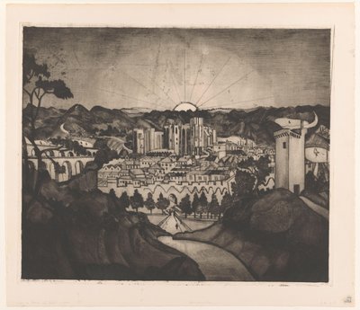 Avignon (original titel) af Lodewijk Schelfhout (signed by artist)