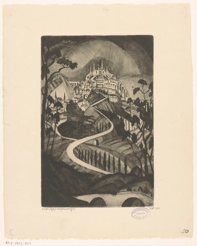 Berg La Montagne (original titel på objektet) af Lodewijk Schelfhout (signed by artist)
