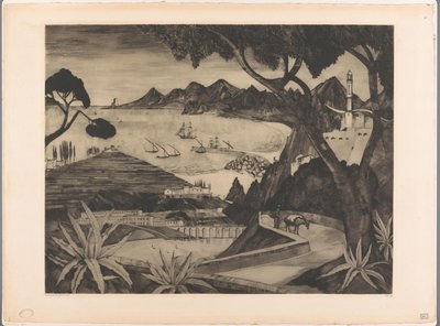 Bjerglandskab med bugt på Korsika La Corse (original titel) af Lodewijk Schelfhout (signed by artist)