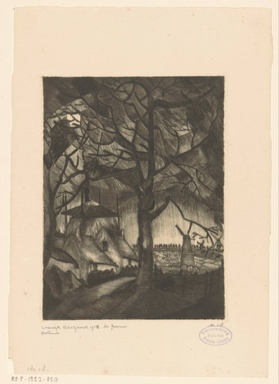 Gård Les Fermes (original titel på objekt) af Lodewijk Schelfhout (signed by artist)