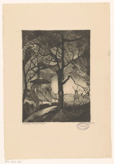 Gård Les Fermes (original titel på objekt) af Lodewijk Schelfhout (signed by artist)