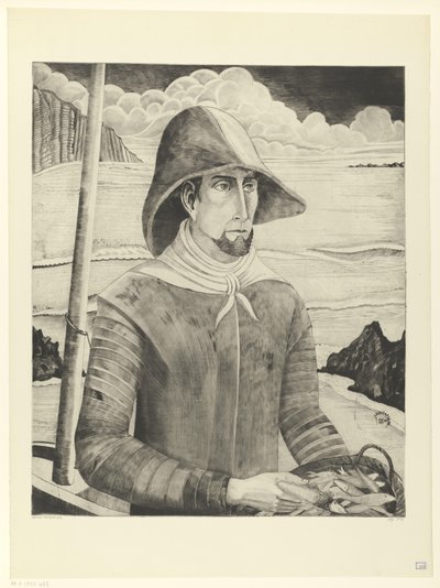 Bretonsk skrue Breton Fisherman II (original titel) af Lodewijk Schelfhout (signed by artist)