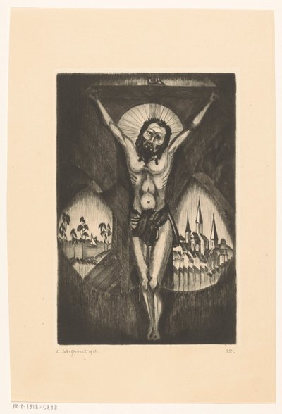 Kristus på korset Le Christ I (original titel på objekt) af Lodewijk Schelfhout (signed by artist)