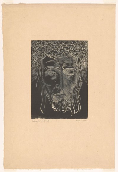 Kristus med tornekrone af Lodewijk Schelfhout (signed by artist)