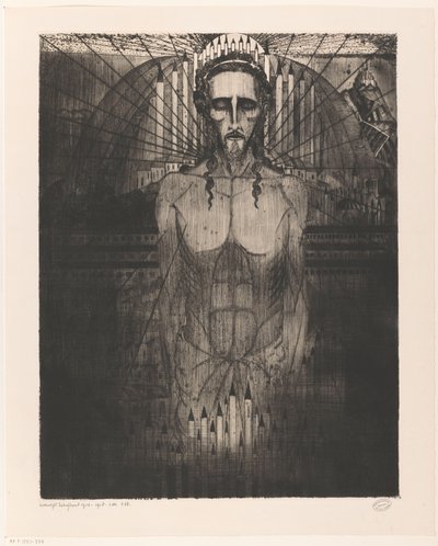 Kristus midt i katedraler Les Cathédrales (original titel) af Lodewijk Schelfhout (signed by artist)