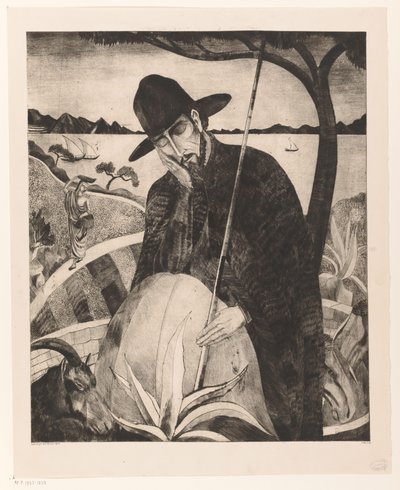 Korsikansk hyrde Le Berger Corse II (original titel) af Lodewijk Schelfhout (signed by artist)