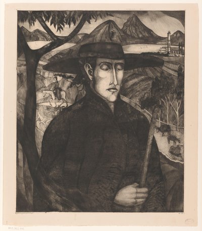 Korsikansk hyrde Le Berger Corse I (original titel) af Lodewijk Schelfhout (signed by artist)